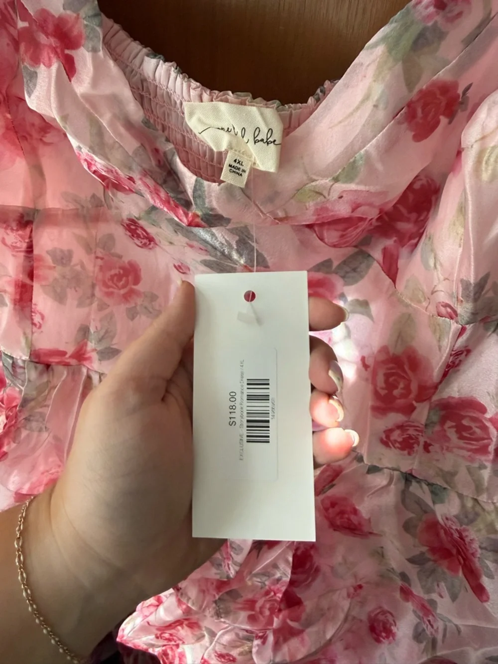 Pink Floral Tiered Midi Dress - One Loved Babe NWT - Picture 6 of 6
